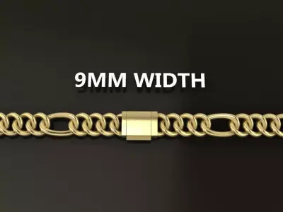 Figaro Cuban Chain Link Rounded Frame 9mm Width 3D print model