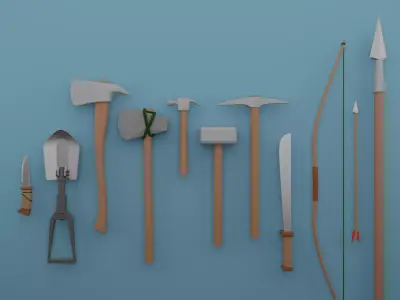 Tools and weapons blender asset 3D model