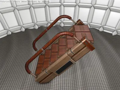 Wood Stairs Construction Element 6  Low-poly 3D model