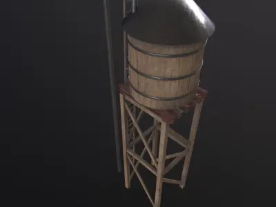 Water Tower 3D Model Low-poly 3D model purchase