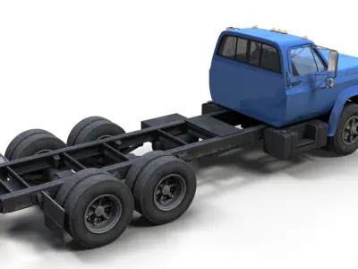 80s industrial frame truck Low-poly 3D model