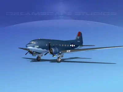 Douglas R-4D Dakota US Marines V3 3D model