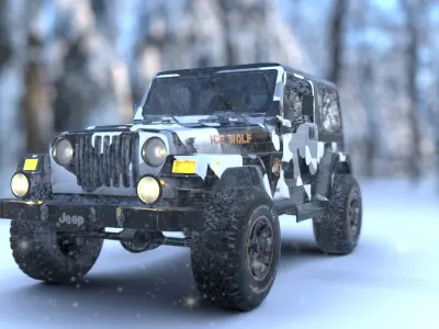 Jeep Wrangler TJ Custom Design Jeep Arctic theme Low-poly 3D model