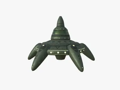 Alien Spaceship UFO G05 Dark Green - Sci Fi Spacecraft Design Low-poly 3D model