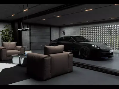 Luxury Car Garage Home Blender Project File Textured  3D model