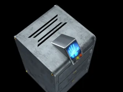 Sci-Fi Vault with fingerprint sensor Low-poly 3D model
