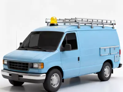 Realistic Urban Utility Van 3D Model Low-poly 3D model