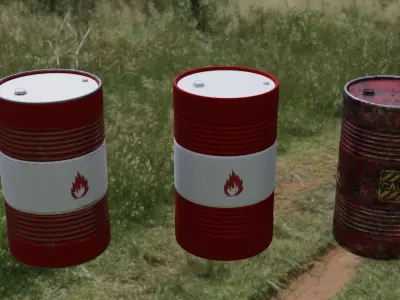 Oil Barrel Low-poly 3D model 15