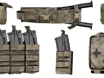 ADA MILITARY POUCHES BUNDLE 02 Low-poly 3D model