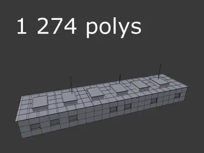 low poly military building 3 Low-poly 3D model