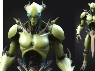 Alien Cyborg Sci Fi Creature Low-poly 3D model