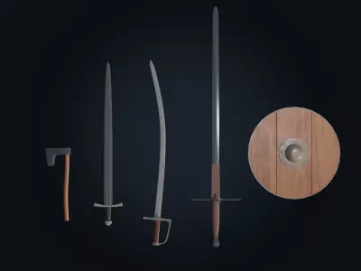 Medieval Weapons Collections Low Poly Free low-poly 3D model