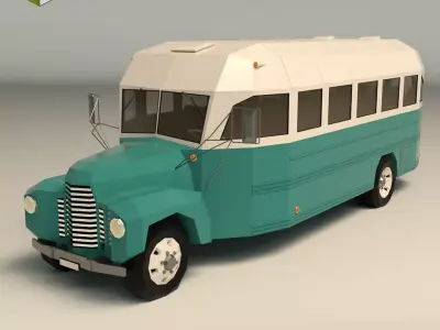 Low Poly Vintage Bus 01 Low-poly 3D model