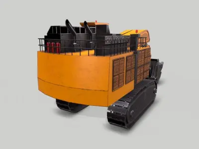Old Industrial Vehicle Excavator Low-poly 3D model