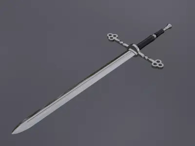 Retro sword concept Low-poly 3D model