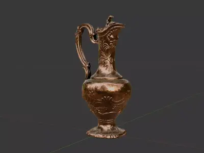Antique Ornamental Bronze Pitcher  Game Ready PBR 3D Model 3D model