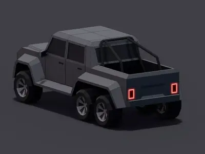 6x6 Pickup Low-poly 3D model