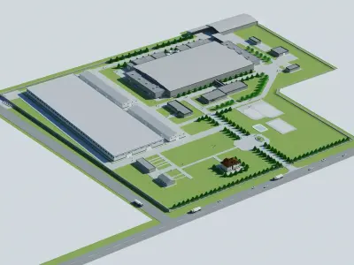 Factory Building 3D model low poly 3D model