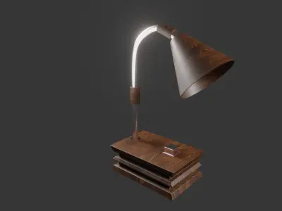 Vintage Wooden Table Lamp  Free 3D model