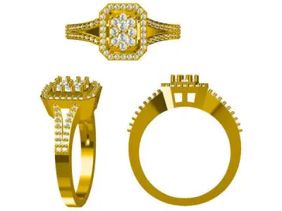 JCD format Antique engagement rings 3d jewelry files for sale 3D print model