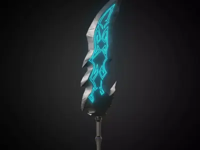 Wounded Sword Emissive Cyan Low-poly 3D model