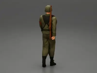 Soldier walking carrying a rifle 3D print model