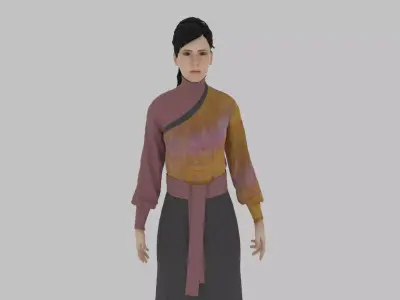 woman in asian clothes Low-poly 3D model get