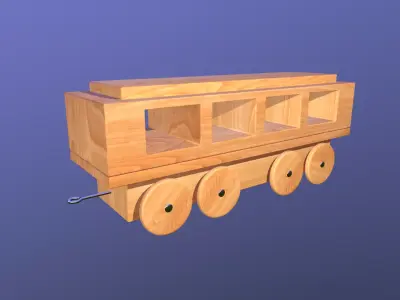 Wooden Toy Train - Passenger Wagon Low-poly 3D model