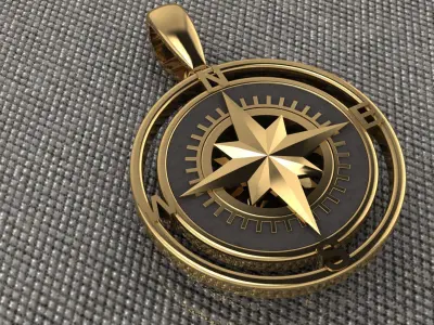 Pendant Compass whit the enamel 3D print model 3D print model 3D print model