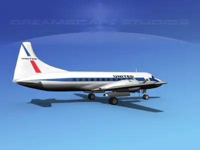 Convair CV-340 United Airlines 3D model