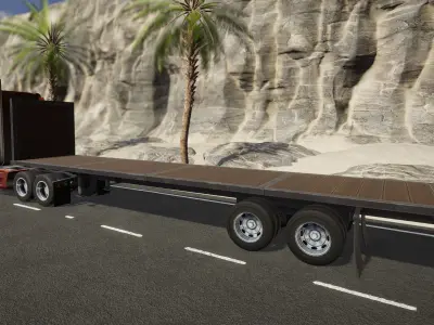 Semi Truck Trailer 03 - Flatbed v1 Low-poly 3D model