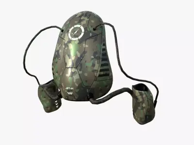 Jetpack H08 Green Camouflage - SciFi Character Design Low-poly 3D model