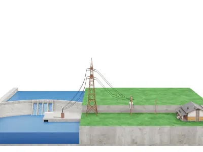 Water Dam Electricity Education 3d Model Low-poly 3D model
