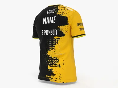 Realistic Worn Regular V-neck Classic T-Shirt Short Sleeve Male Body Shape Model for E-Sport 3D model