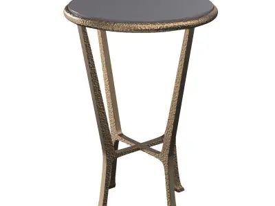 Metalworks Flavio Metal and Stone Antique Gold Accent Table PBR 3D model