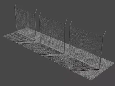 Military Fence Low-poly 3D model