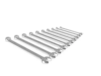 SO 10pc 12-Point Metric Long CombinationWrench Set 10-19mm Low-poly 3D model