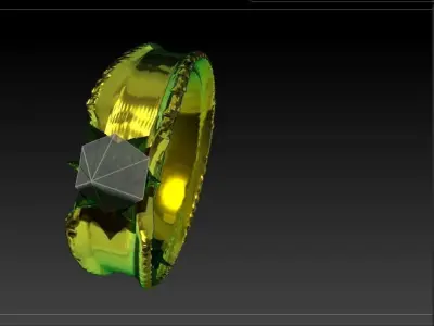 Golden diamond ring 3D model