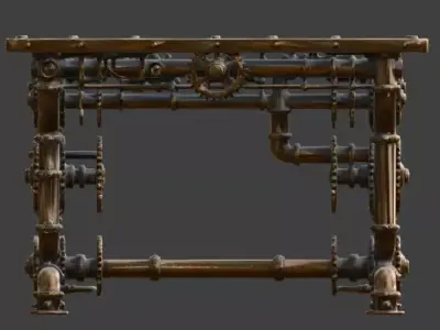 Gear-Driven Console Table 3D Model Free low-poly 3D model