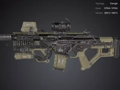 Futuristic Rifle Gun 3D model