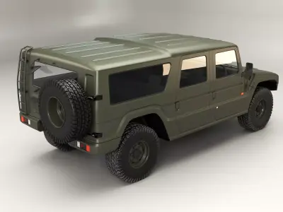 Toyota Megacruiser Army 4x4 SUV Military Green 3D model