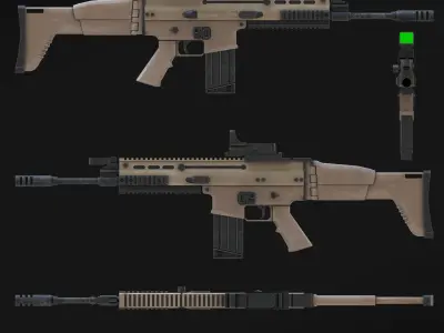 SCAR L Low Poly Game Ready Low-poly 3D model