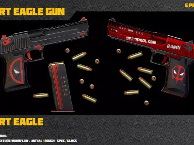 Desert Eagle Gun Low-poly 3D model purchase