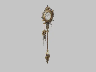 Fantasy Bronze Wall Clock Low-poly 3D model