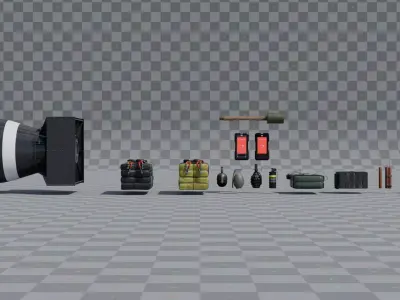 Explosives and Bombs Asset Pack - High Definition 3D Bundle Low-poly 3D model