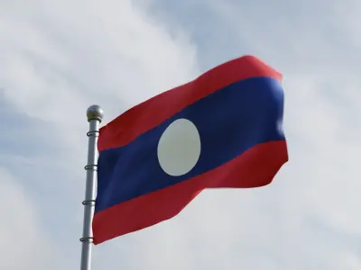 Animated Laos Flags 3D model