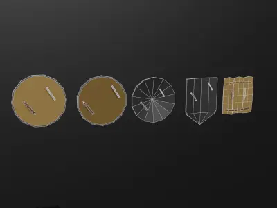 Low-poly medieval weapons and shield Low-poly 3D model