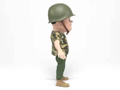 Cartoon Soldier Low-poly 3D model