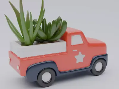 Vintage Red Truck  Low-poly 3D model