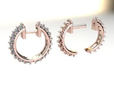 Dainty Double Row Diamond Infinity Hoops 3D print model